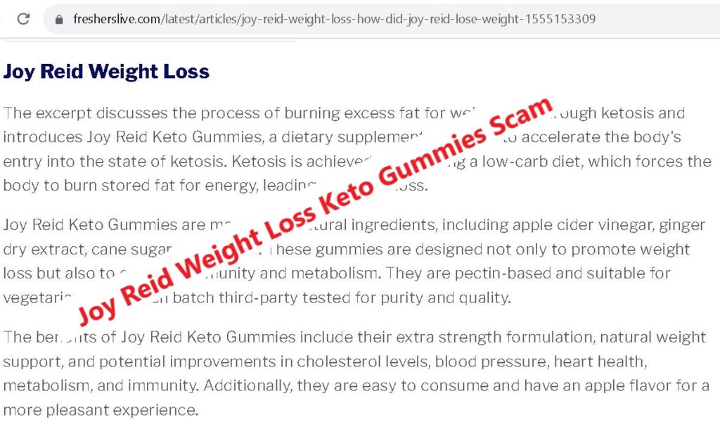 Joy Reid Weight Loss Scam Review