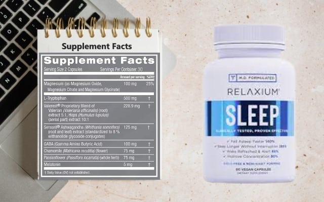 Relaxium Sleep Supplement Facts