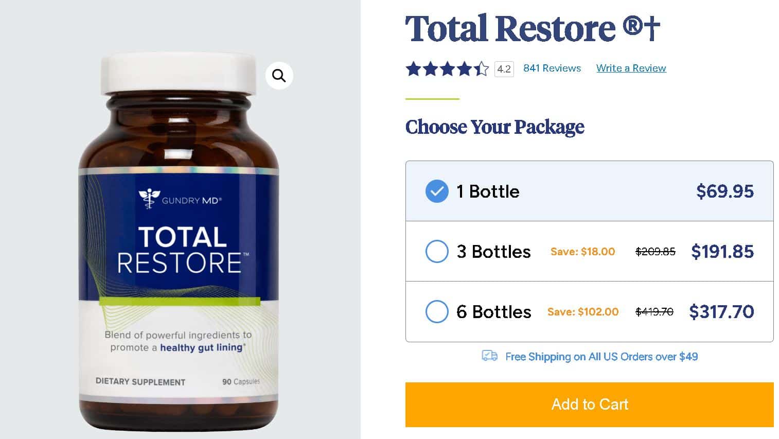 Total Restore Price