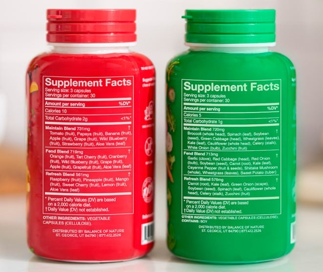 Balance Of Nature Fruits Supplement Facts