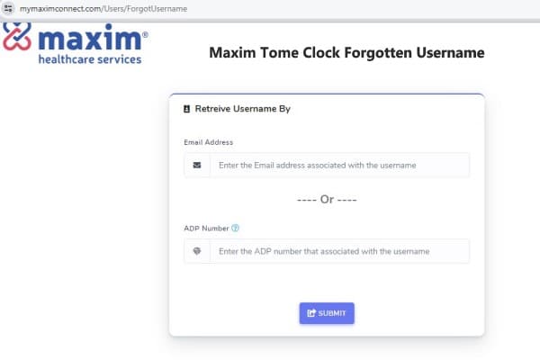 Maxim Time Clock Forgot Username